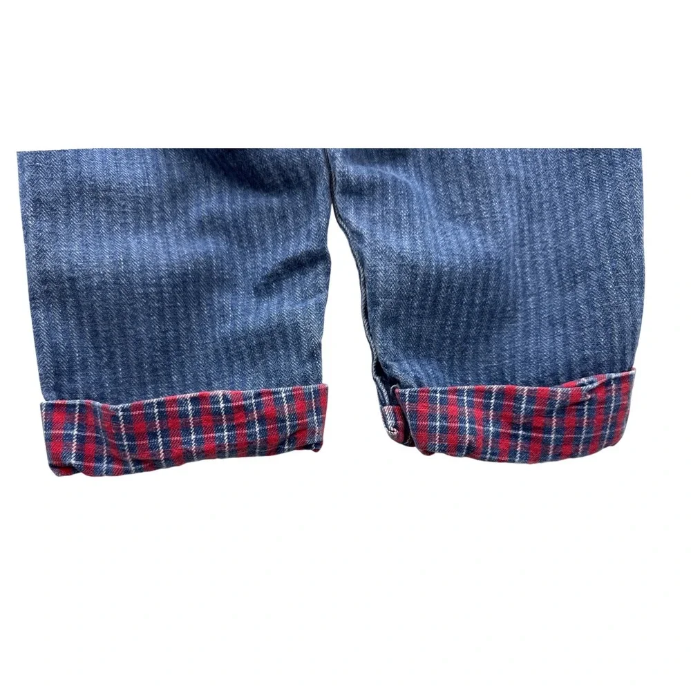 OshKosh B'gosh Denim Overalls Kids 2T Blue Excellent Plaid Lined